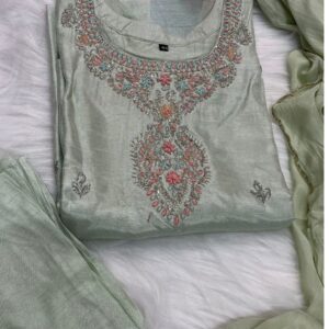 Sea Green Embroidered Kurta set with Dupatta