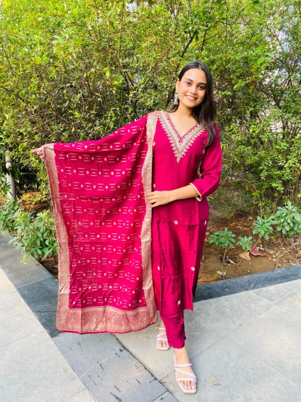 Zardosi Handwork Kurta set with Dupatta