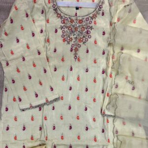 Mina jacquard Embroidered Kurta set with Dupatta